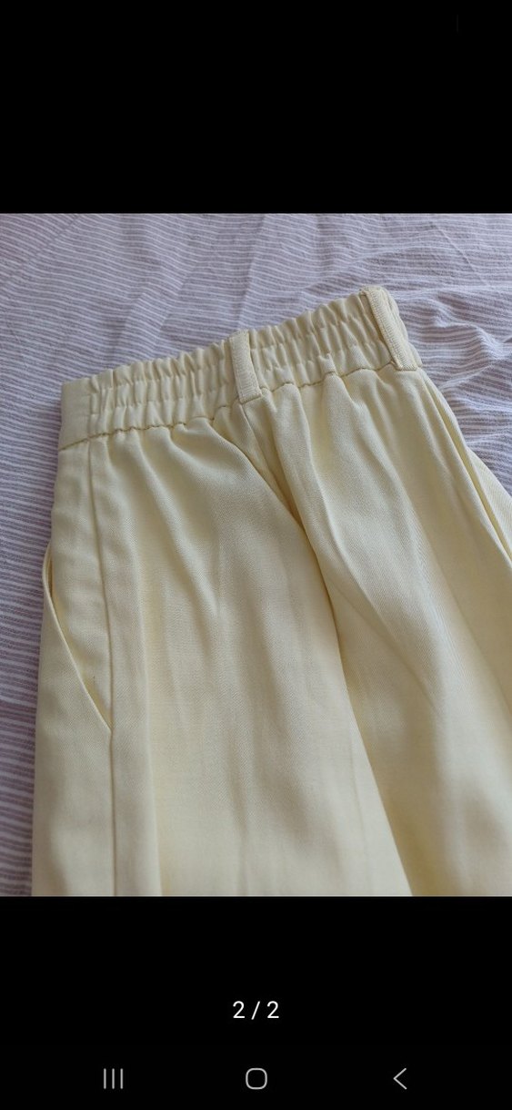 Sarı Kemerli Kadın Keten Takım Elbise - Görsel 5