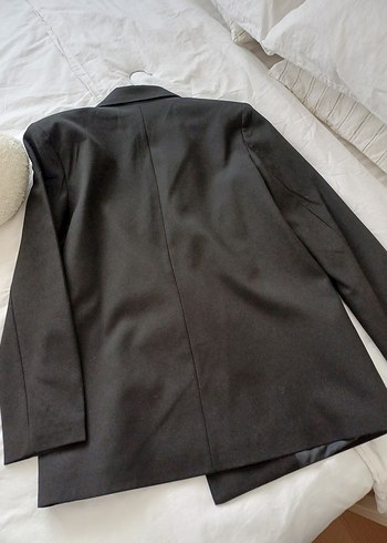 Düğmeli Siyah Kadın Ofis Blazeri - Görsel 3