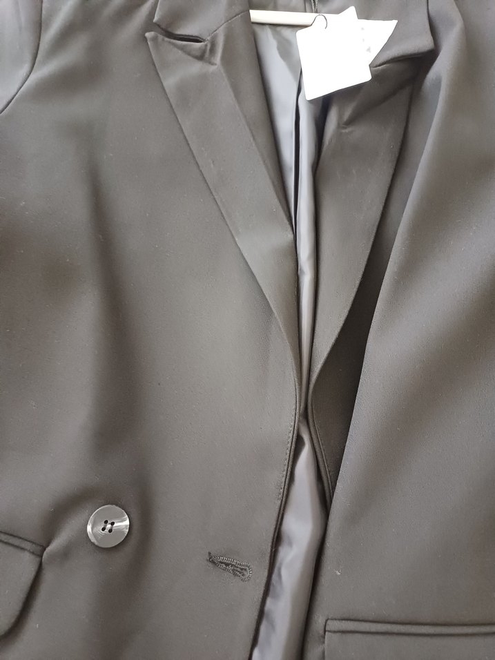 Düğmeli Siyah Kadın Ofis Blazeri - Görsel 4