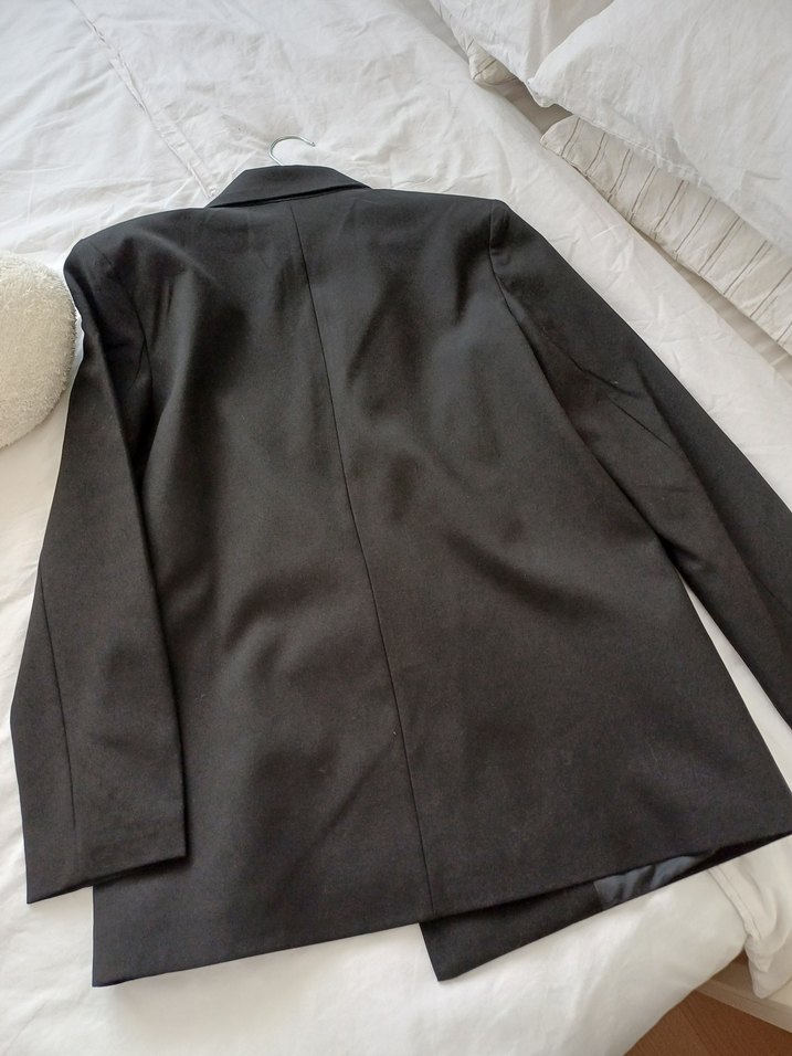 Düğmeli Siyah Kadın Ofis Blazeri - Görsel 3