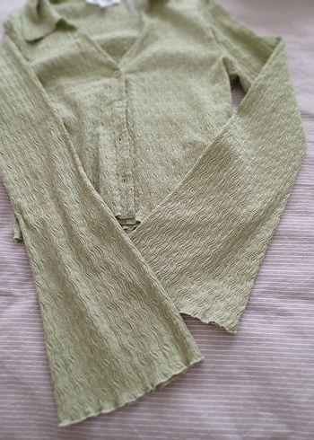 Haki V Yakalı Triko hırka - Görsel 3