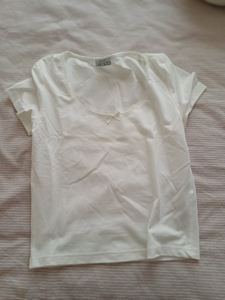 Kız Çocuk Beyaz Kısa Kollu Tişört - Görsel 4