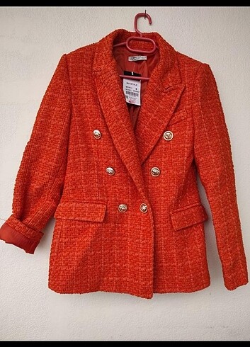 Zara model turuncu tüvit blazer ceket 