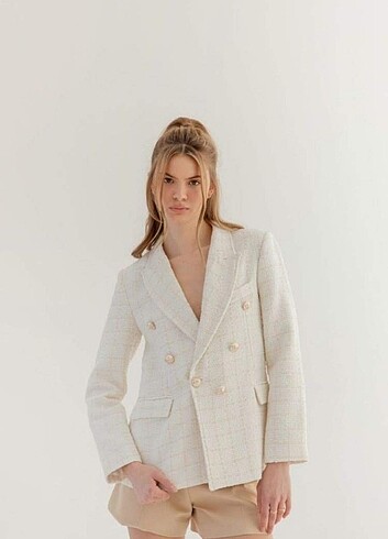 Zara model tüvit blazer ceket ekru.beyaz
