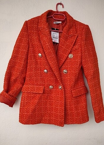 L beden turuncu tuvit blazer