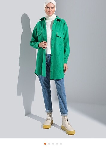 Moda nisa benin markasi kaşe tunik yeşil gömlek 