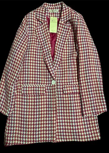 Renkli Ekose Midi Kadın Blazer Ceket - Görsel 2