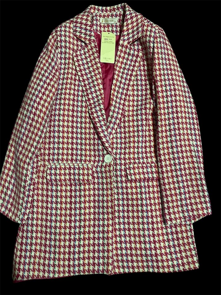 Renkli Ekose Midi Kadın Blazer Ceket - Görsel 2