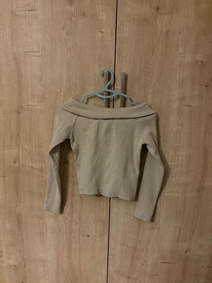 Bej Kadın Triko Uzun Kollu Bluz - Görsel 3