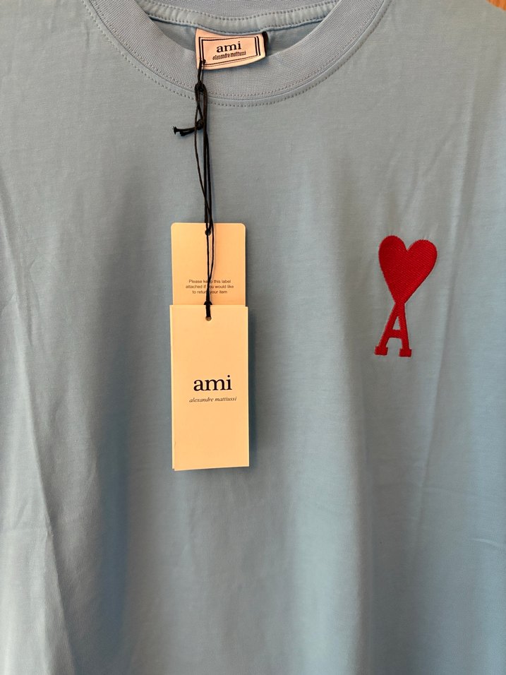 Ami Marka Mavi Pamuklu Tişört - Görsel 2