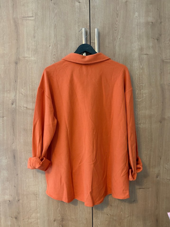 Bebe Marka Turuncu Düğmeli Uzun Kollu Kadın Gömlek - Görsel 5