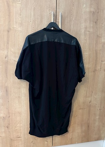 Bebe Marka Siyah V Yaka Deri Kadın Elbise - Görsel 5