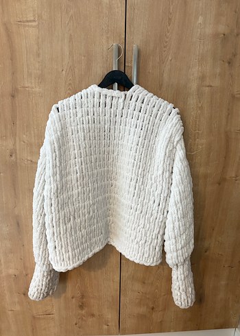 Beyaz Renk Örgü Kadın Hırka - Görsel 5