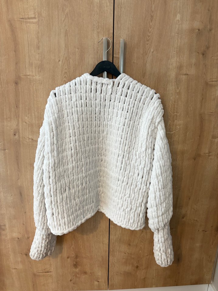 Beyaz Renk Örgü Kadın Hırka - Görsel 5