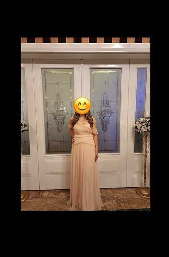 Pudra detaylı abiye & mezuniyet elbisesi