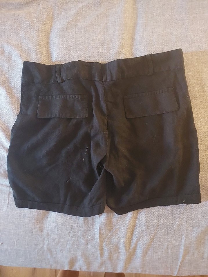 Siyah Keten Salaş Mini sort - Görsel 2