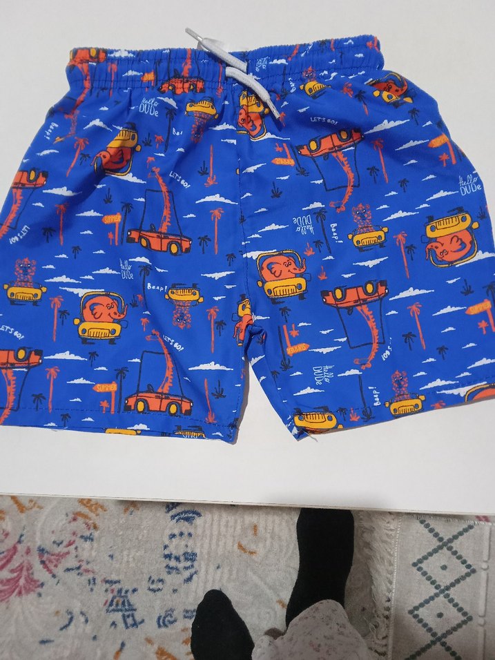 Renkli Baskılı Mavi erkek  çocukdeniz şortu - Görsel 3