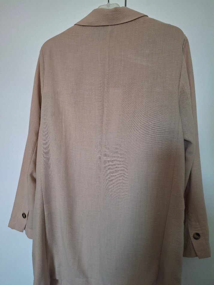 Bej Keten Kadın Blazer Ceket - Görsel 4