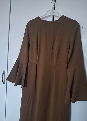 Yağ yeşili Kadın Uzun Kollu Uzun Elbise - Görsel 2