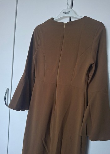 Yağ yeşili Kadın Uzun Kollu Uzun Elbise - Görsel 3