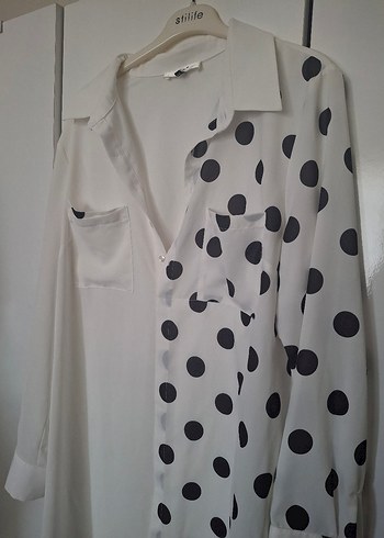 Puantiye Desenli Uzun Tunik - Görsel 3