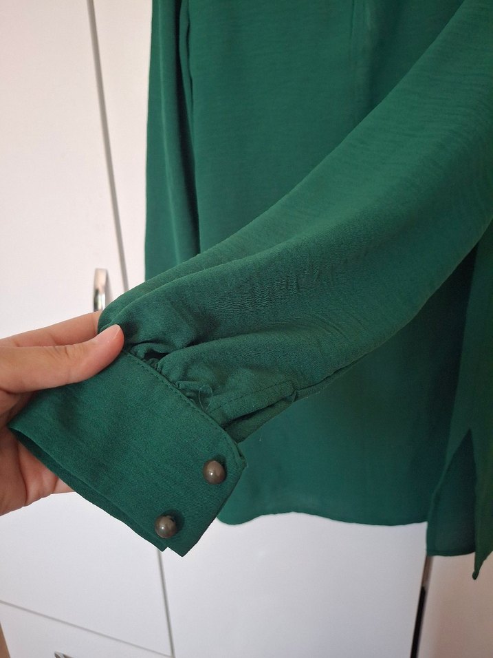Uzun Kollu Yeşil Midi Tunik - Görsel 4