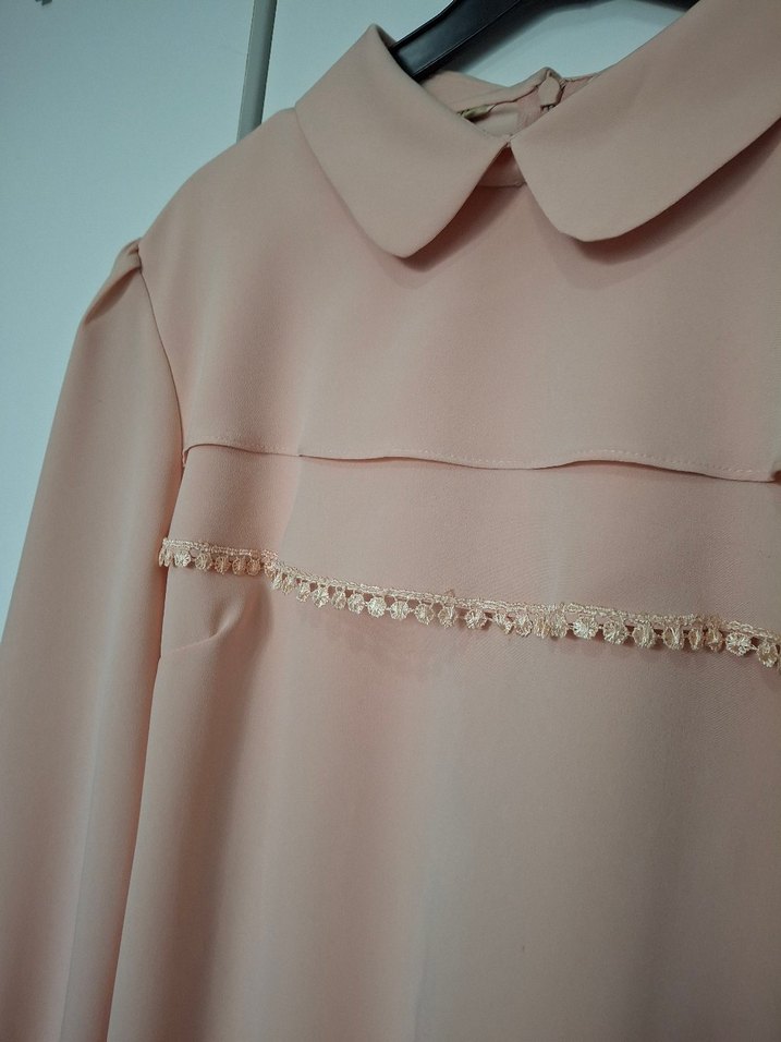 pembe Düğmeli Uzun Kollu Kadın Gömlek - Görsel 2