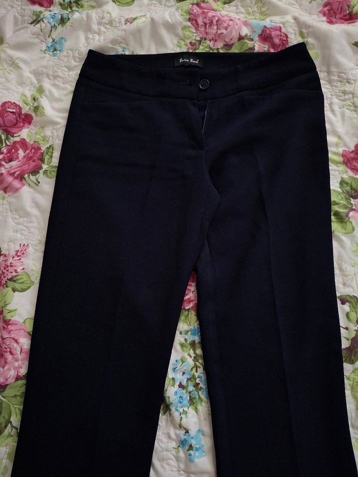 Düğmeli lacivert Kadın Kumaş Pantolon - Görsel 3