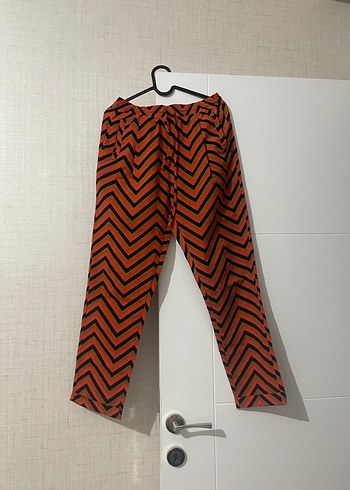 36 Beden Koton Beli Lastikli Desenli Pantolon