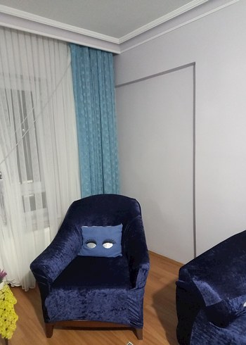 Modern Klasik Mavi Batik Desenli Perde - Görsel 3