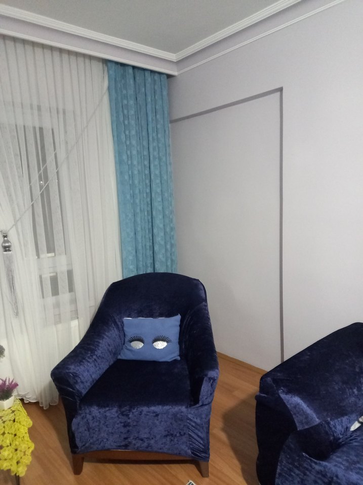 Modern Klasik Mavi Batik Desenli Perde - Görsel 3