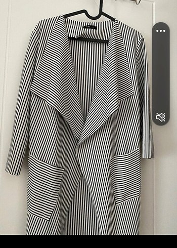 Çizgili Uzun Kadın Kaban - Görsel 2