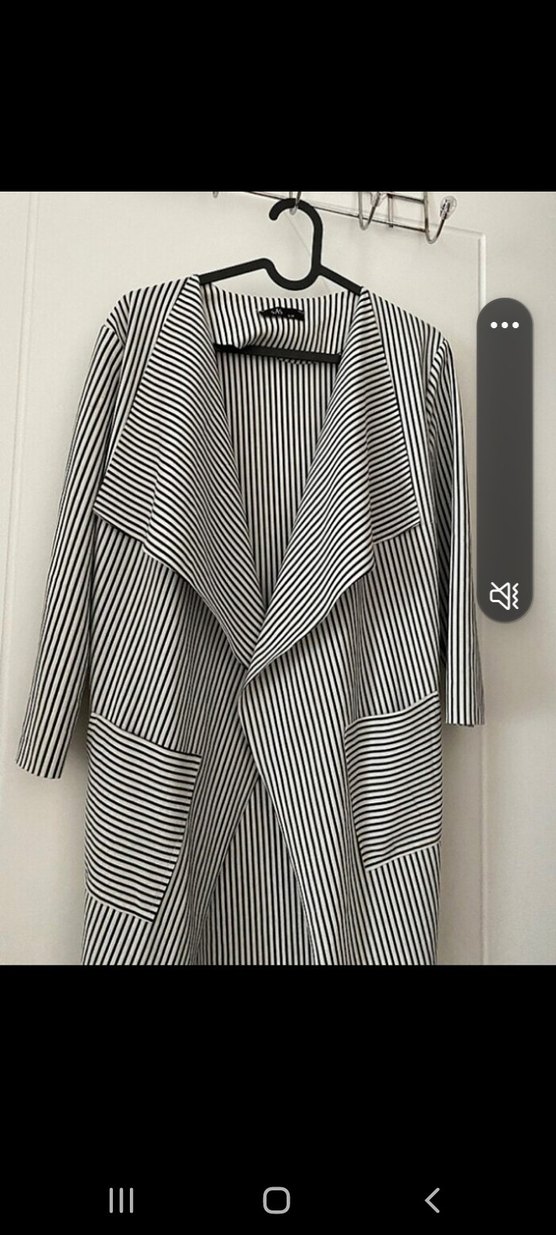 Çizgili Uzun Kadın Kaban - Görsel 2