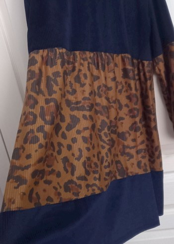 Kahverengi Leopar Desenli Uzun Tunik - Görsel 2