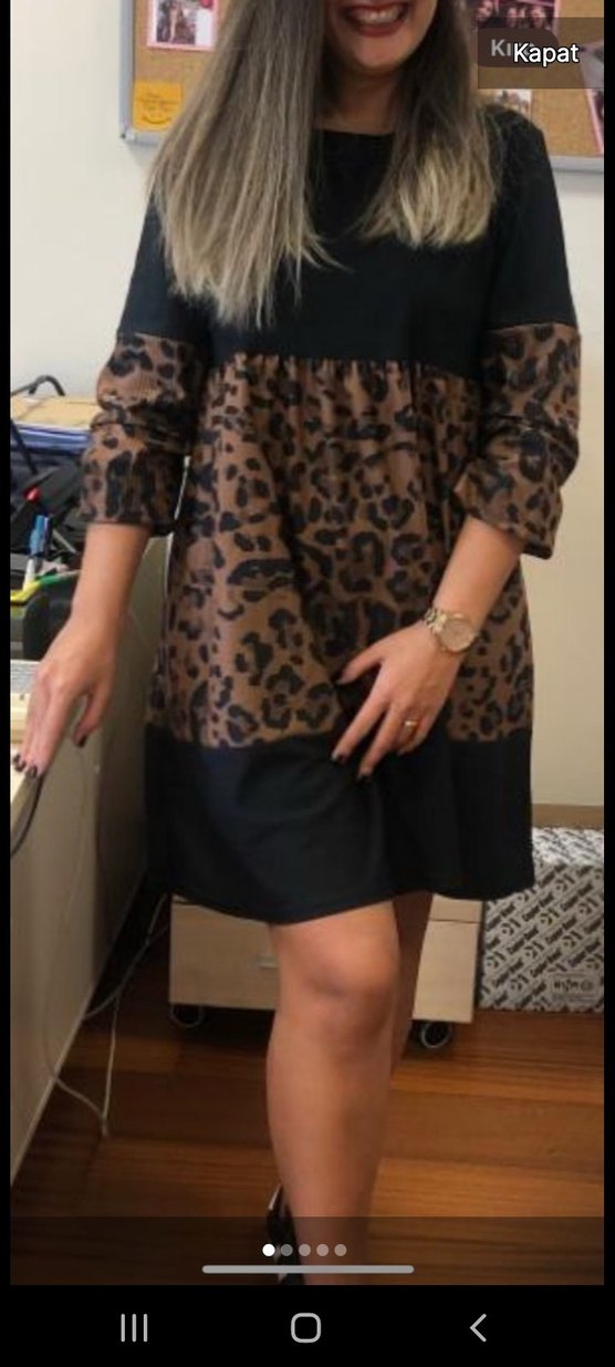 Kahverengi Leopar Desenli Uzun Tunik - Görsel 4