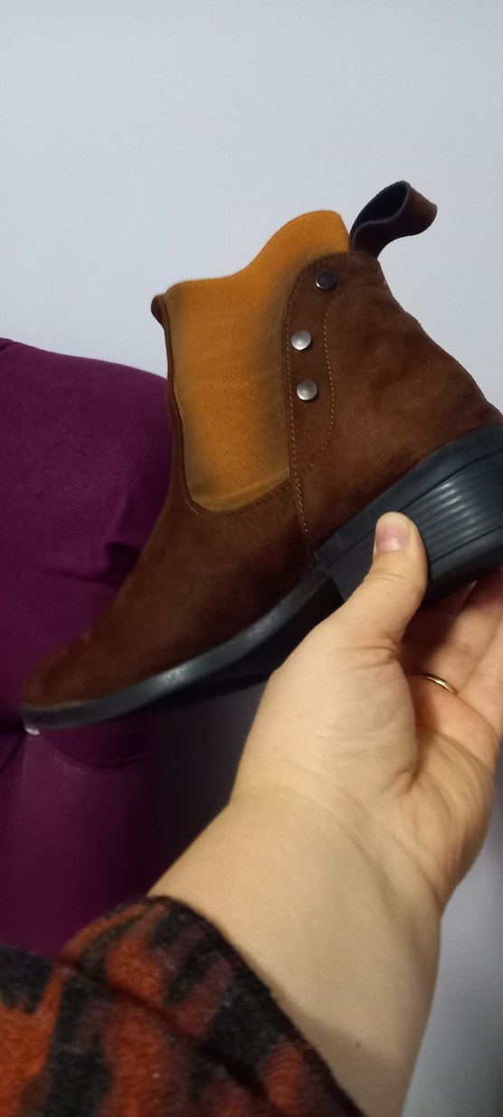 Kahverengi Süet Kadın Bot Blok Topuklu - Görsel 4