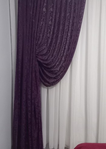 Parlak Mor Desenli Modern Klasik Perde - Görsel 2