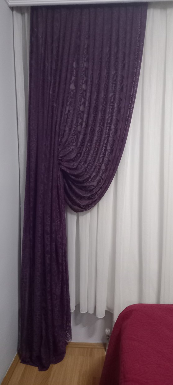 Parlak Mor Desenli Modern Klasik Perde - Görsel 2