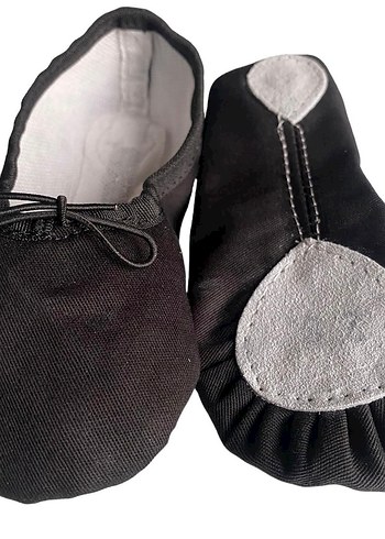 Çocuk Beyaz ve siyah Bale Ayakkabısı Elastik Detaylı - Görsel 2