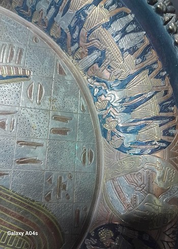 Altın Renkli İşlemeli Bohem Tabak..bakır kalem işi.. - Görsel 2