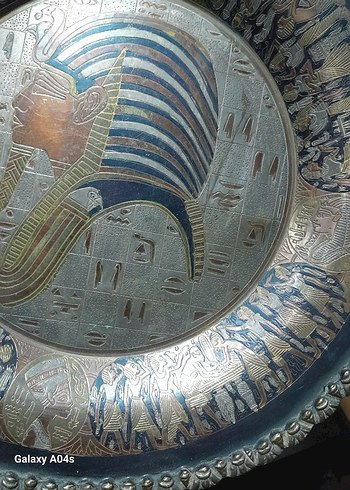 Altın Renkli İşlemeli Bohem Tabak..bakır kalem işi.. - Görsel 3