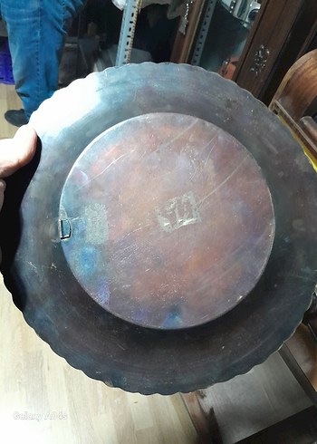 Altın Renkli İşlemeli Bohem Tabak..bakır kalem işi.. - Görsel 5