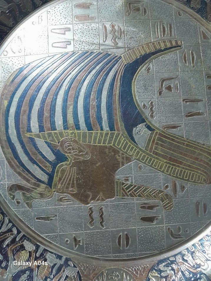 Altın Renkli İşlemeli Bohem Tabak..bakır kalem işi.. - Görsel 4