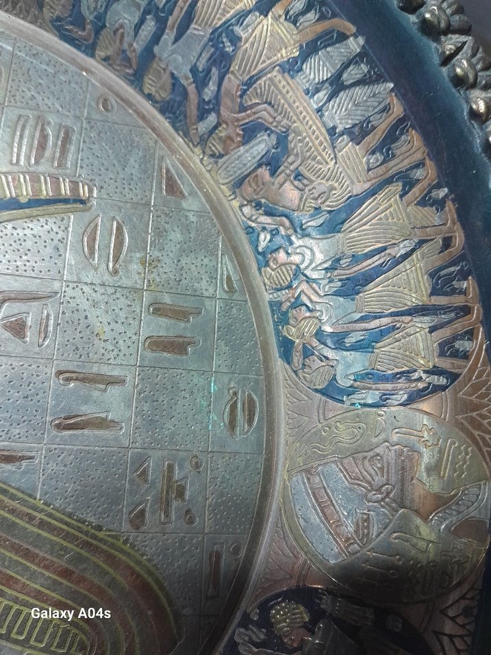 Altın Renkli İşlemeli Bohem Tabak..bakır kalem işi.. - Görsel 2