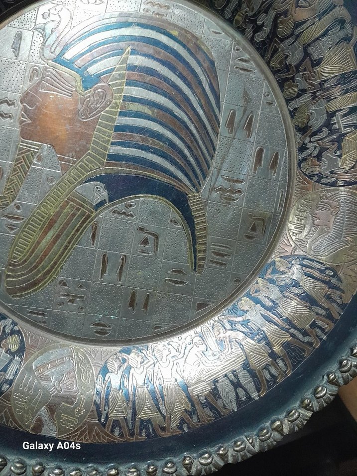 Altın Renkli İşlemeli Bohem Tabak..bakır kalem işi.. - Görsel 3