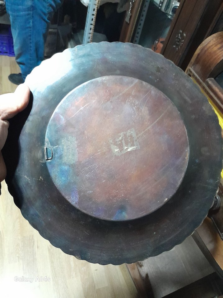 Altın Renkli İşlemeli Bohem Tabak..bakır kalem işi.. - Görsel 5