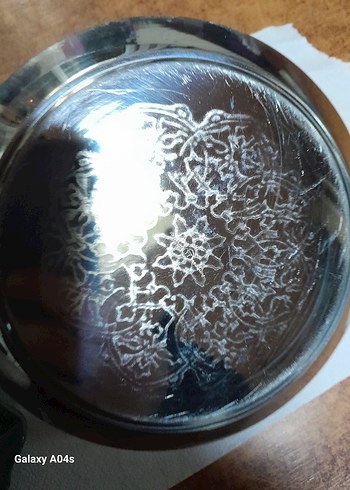 Yeşil Parlak Yaprak Şekilli Tabak.cam. ve.  metal.  Sanatı - Görsel 9