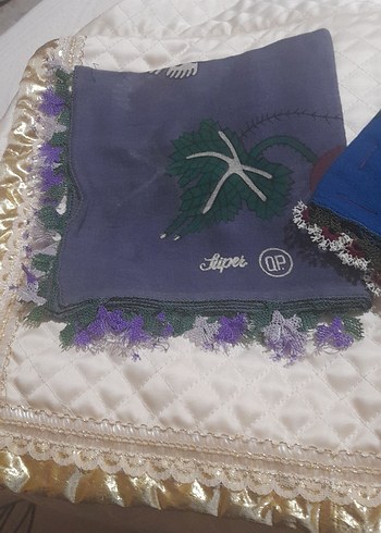 Dantel Detaylı Vintage Mor Kadın Fuları