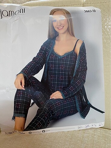 l Beden haki Renk 3 lü pijama takımı