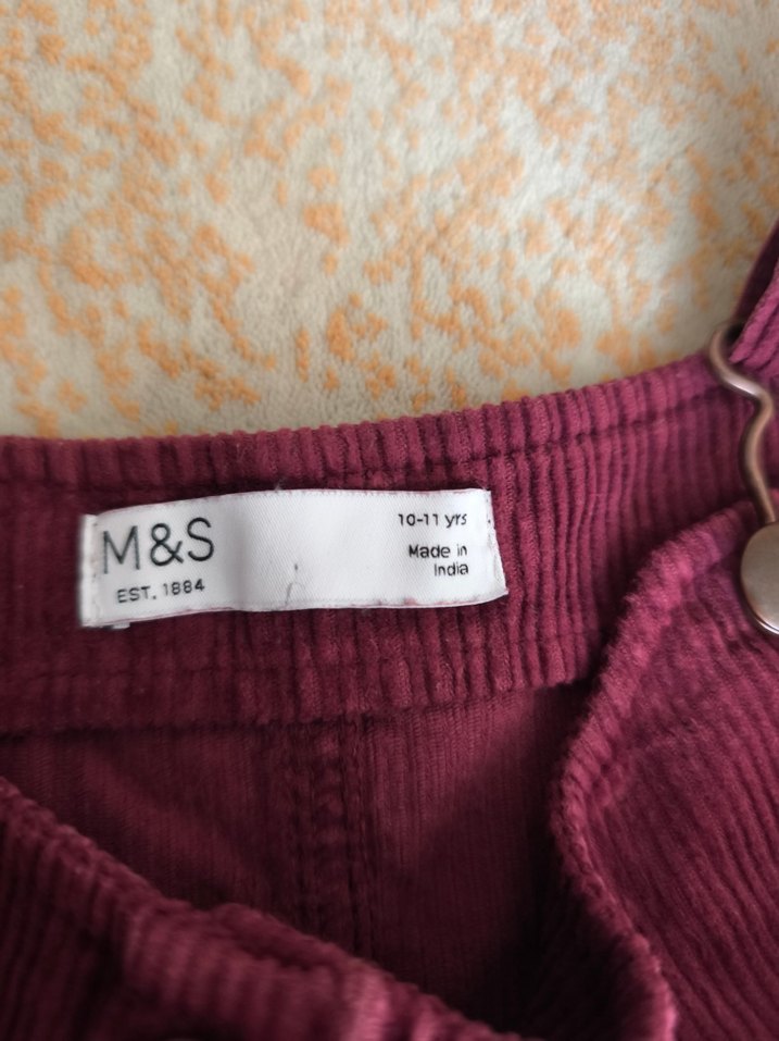 Bordo Düğmeli Askılı Kız Elbisesi - Görsel 4